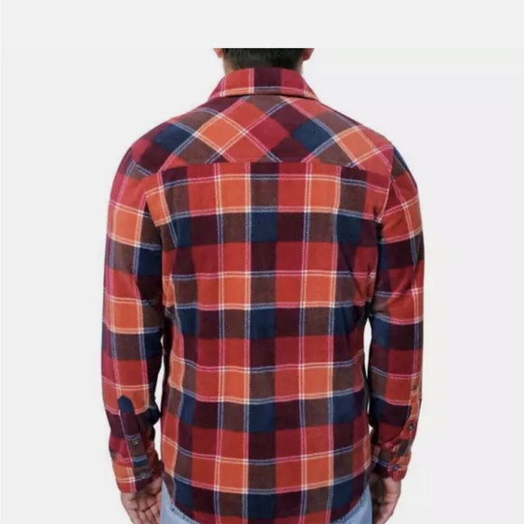 Freedom Foundry Medium M Mens Fleece Button Up Shirt Pockets Long Sleeve Red - Picture 6 of 8